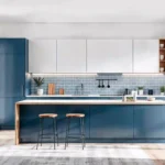 Modern-kitchen-design-with-blue-white-cabinets