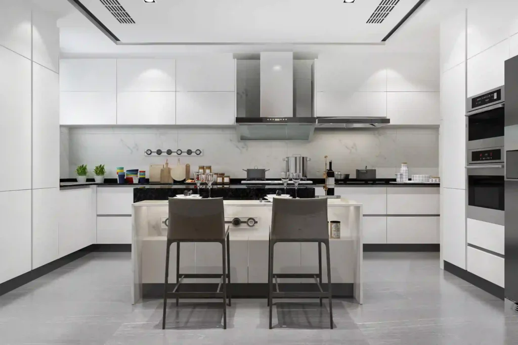 white minimal-kitchen with wood-decoration