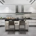 white minimal-kitchen with wood-decoration