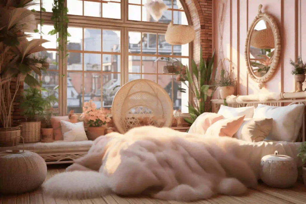 Cozy bedroom with pastel colors