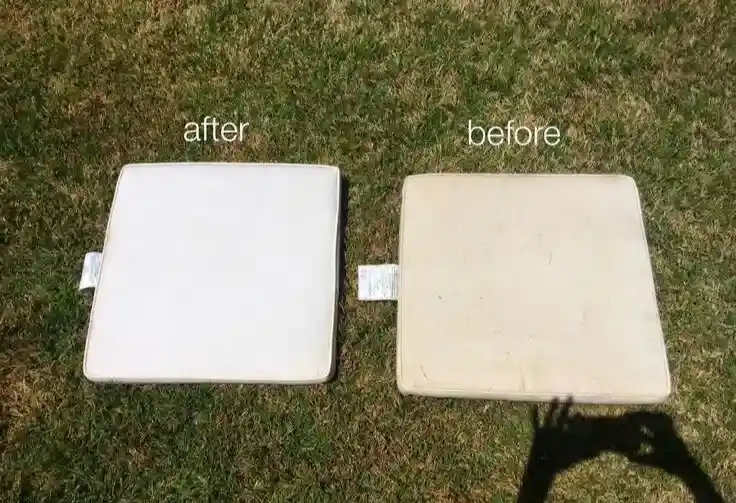 Outdoor furniture cushions before and after cleaning comparison