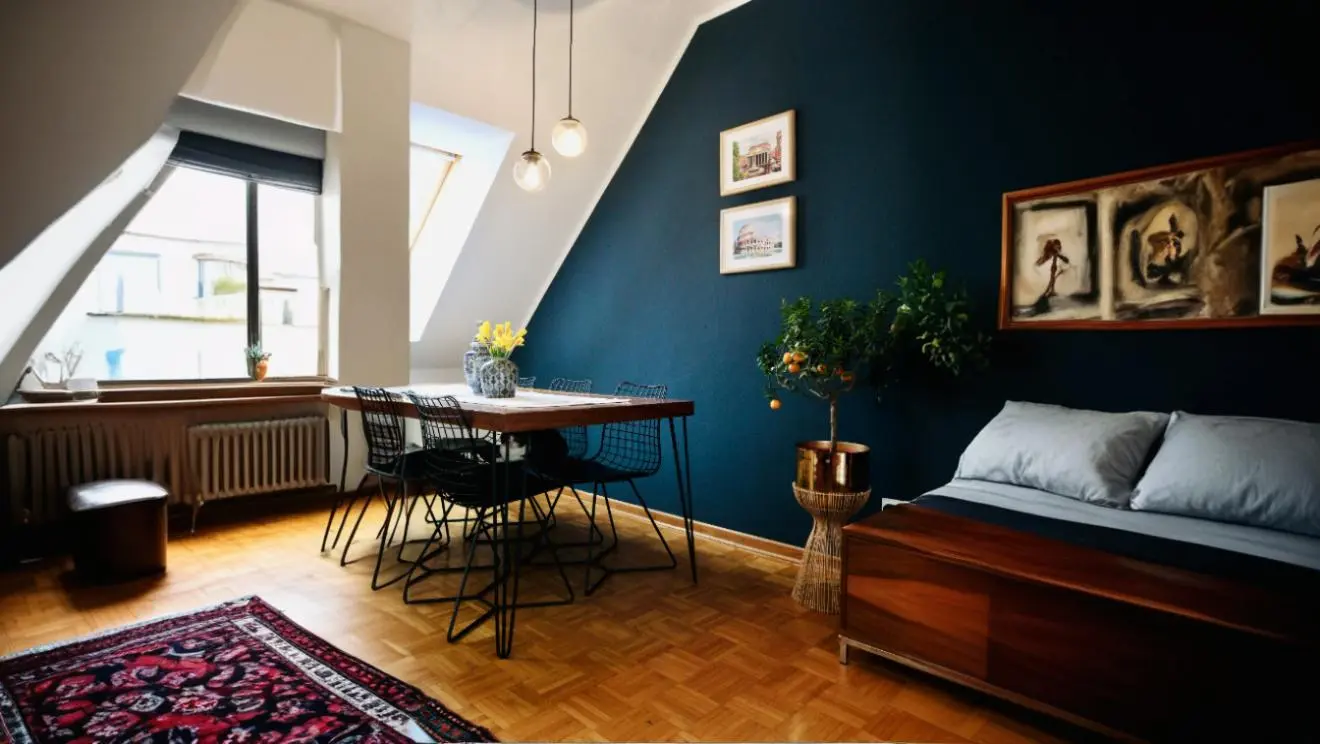 Two tone living room paint ideas navy cream with wood