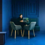 Two tone wall paint ideas navy and cream living room