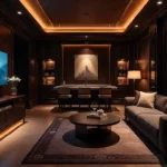 Wooden wall panels creating a rustic accent in a modern game room