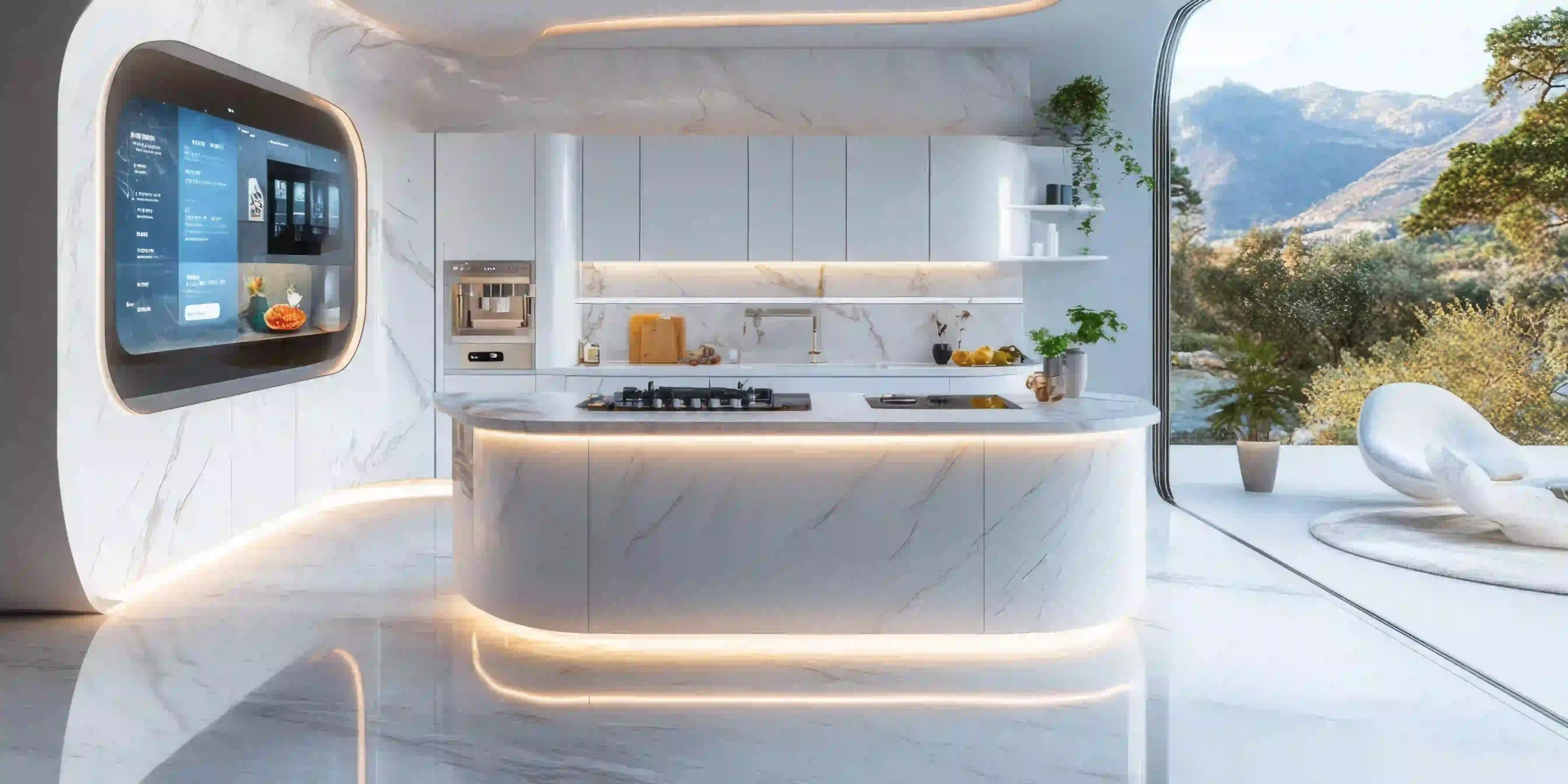 Smart kitchen island with built-in storage and charging