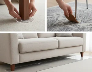 Protecting carpets from heavy furniture.