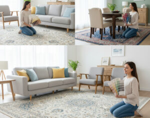 Choosing rug color for home design.