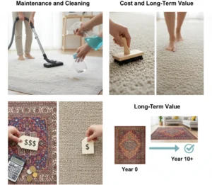 Rug cleaning, maintenance, cost, and value.