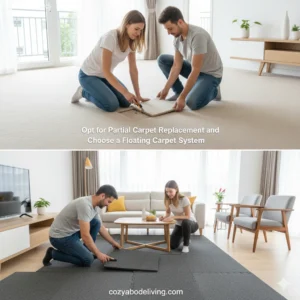 Partial carpet replacement, floating carpet system.